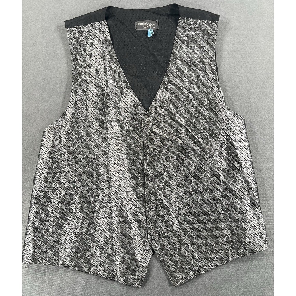 Marshall Stuart Silver & Black 5 Button Back Buckle Adjustable Vest USA Made XL